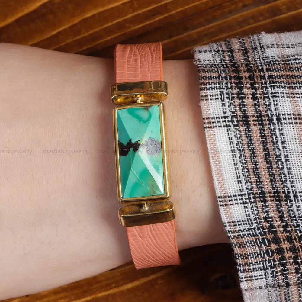 دستبند چرم فیروزه کد 16749