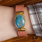 دستبند چرم فیروزه مردانه کد 16751