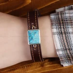 دستبند چرم فیروزه کد 16766