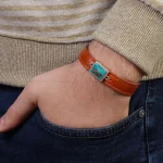 دستبند چرم فیروزه کد 16778
