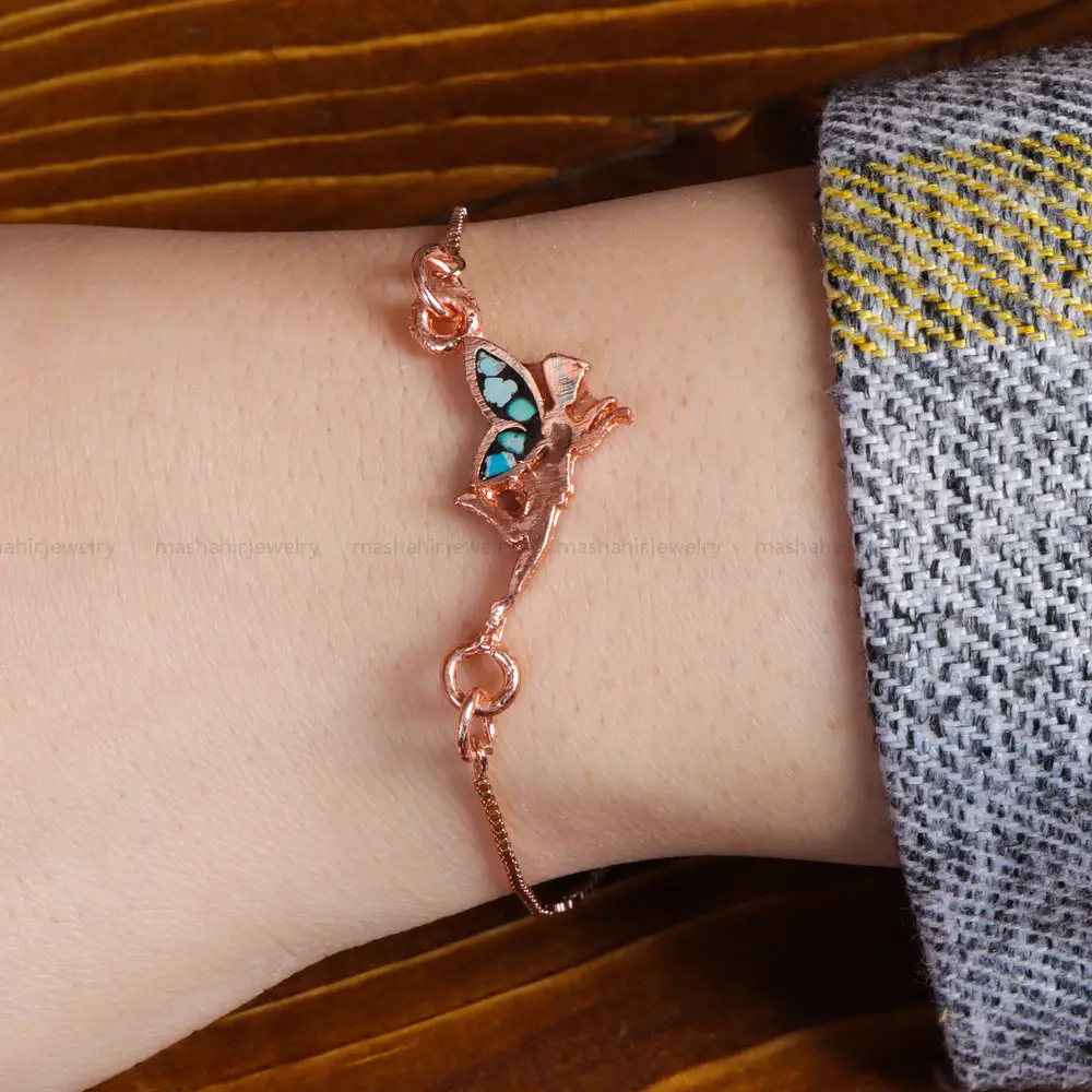 دستبند مسی فیروزه کوب کد 16883