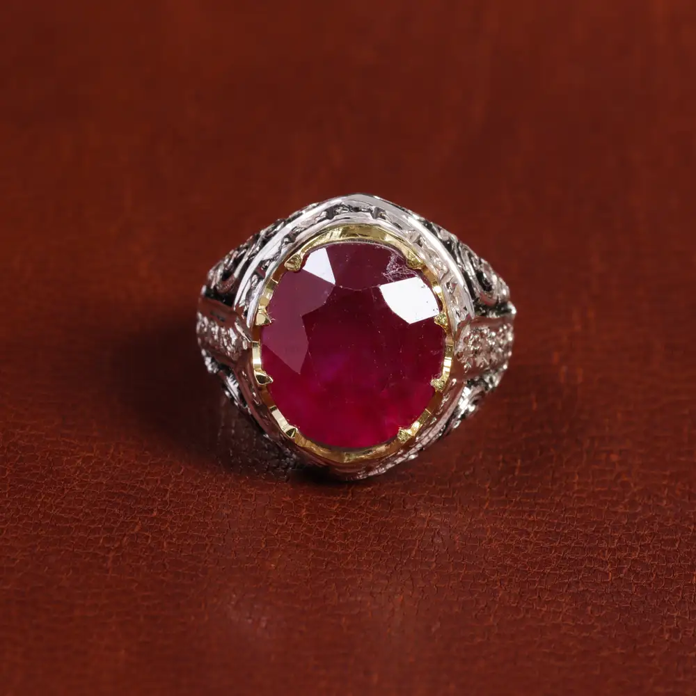 انگشتر یاقوت سرخ مردانه کد 16908