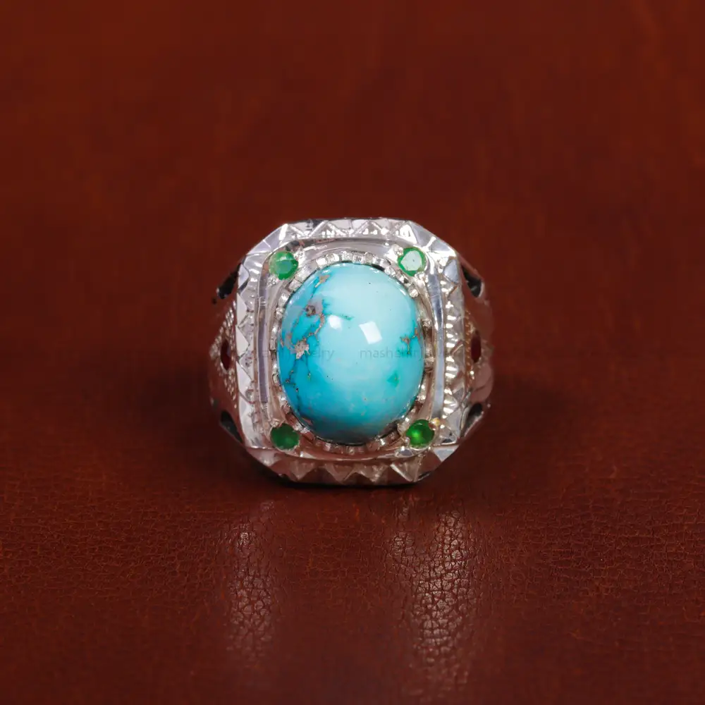 انگشتر فیروزه شجری مردانه کد 17026
