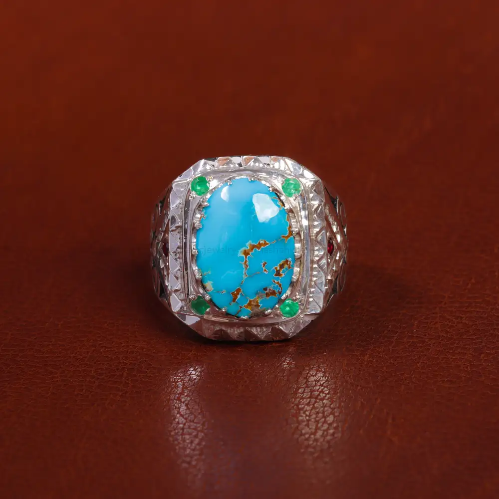 انگشتر فیروزه شجری مردانه کد 17029