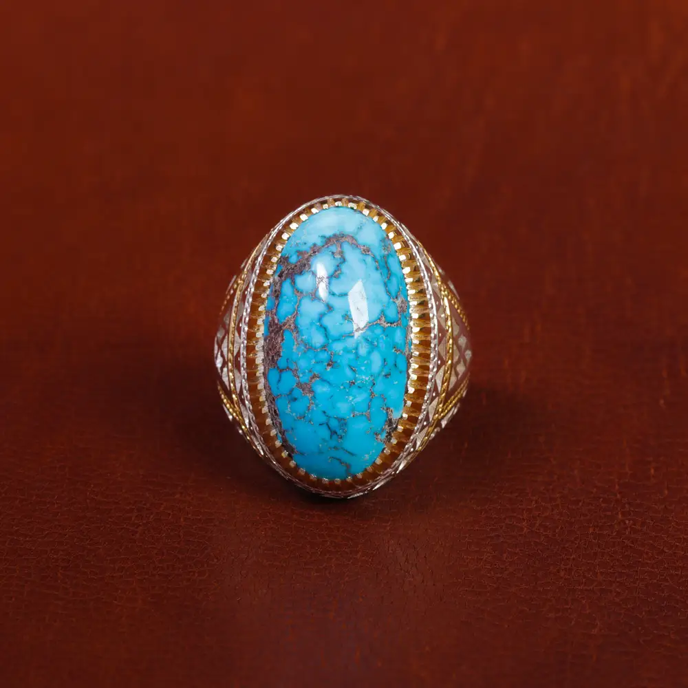 انگشتر فیروزه شجری مردانه کد 17171