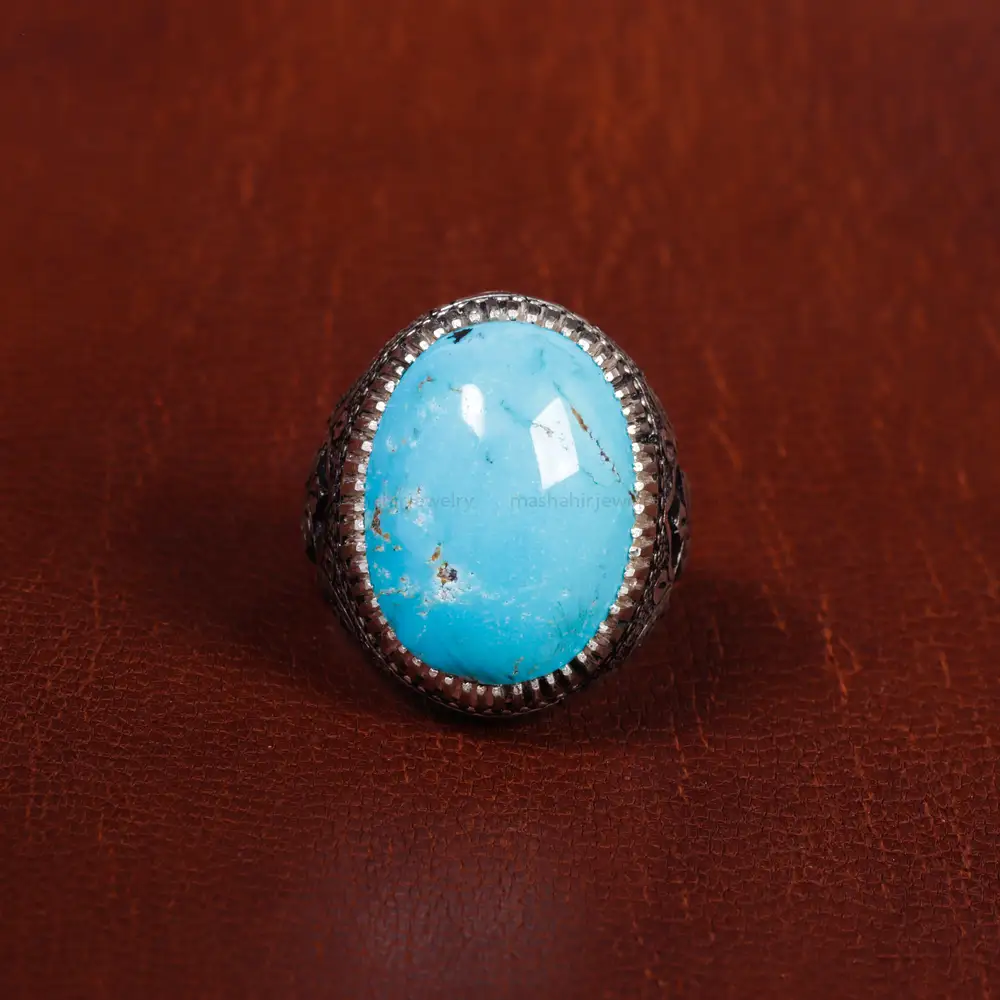 انگشتر فیروزه شجری مردانه کد 17205
