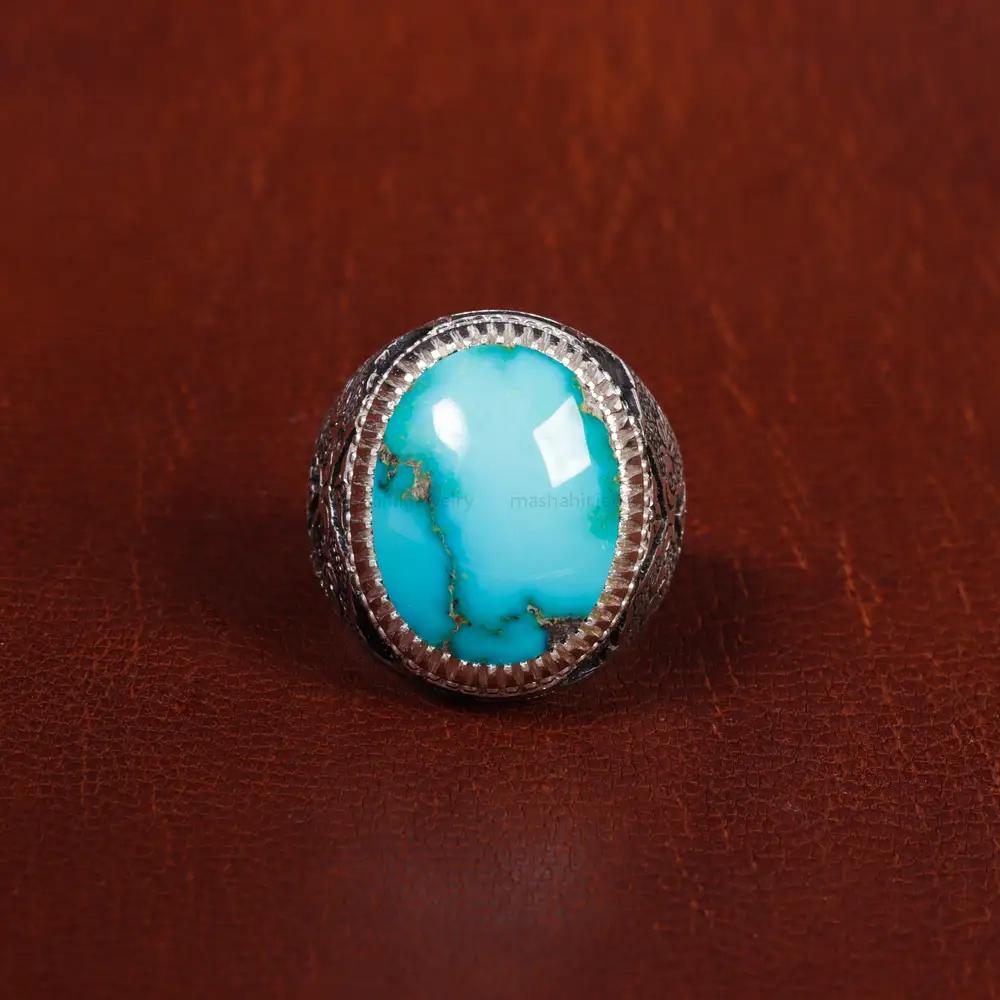 انگشتر فیروزه شجری مردانه کد 17208