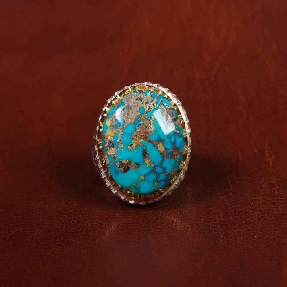 انگشتر فیروزه شجری مردانه کد 17215