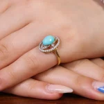 انگشتر فیروزه عجمی زنانه کد 17264