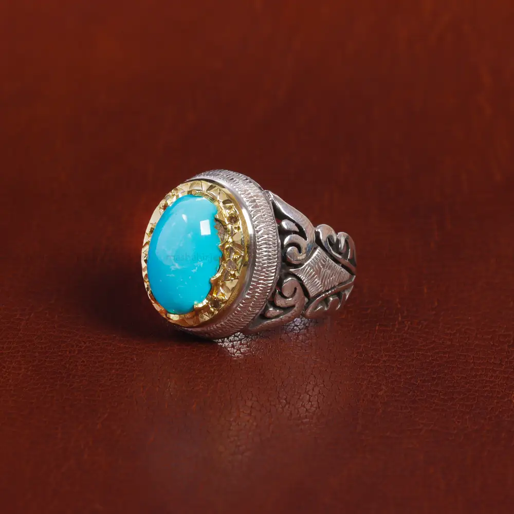 انگشتر فیروزه عجمی مردانه کد 16921
