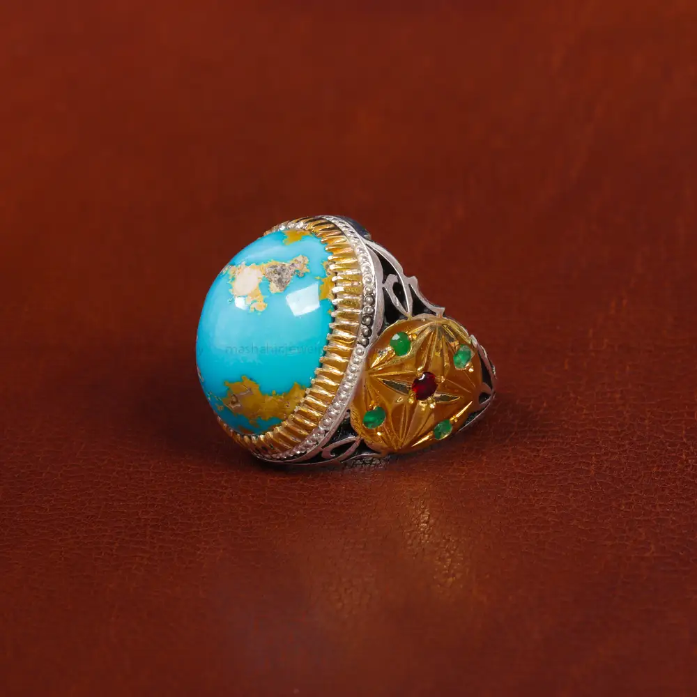 انگشتر فیروزه شجری مردانه کد 17020