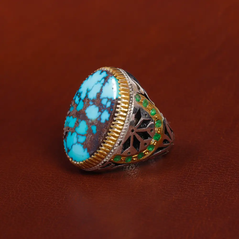 انگشتر فیروزه شجری مردانه کد 17022