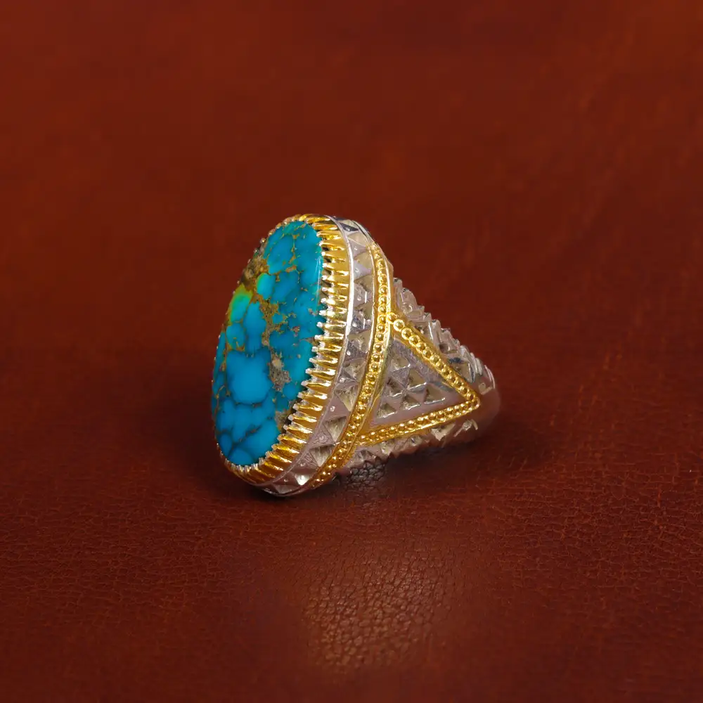 انگشتر فیروزه شجری مردانه کد 17173