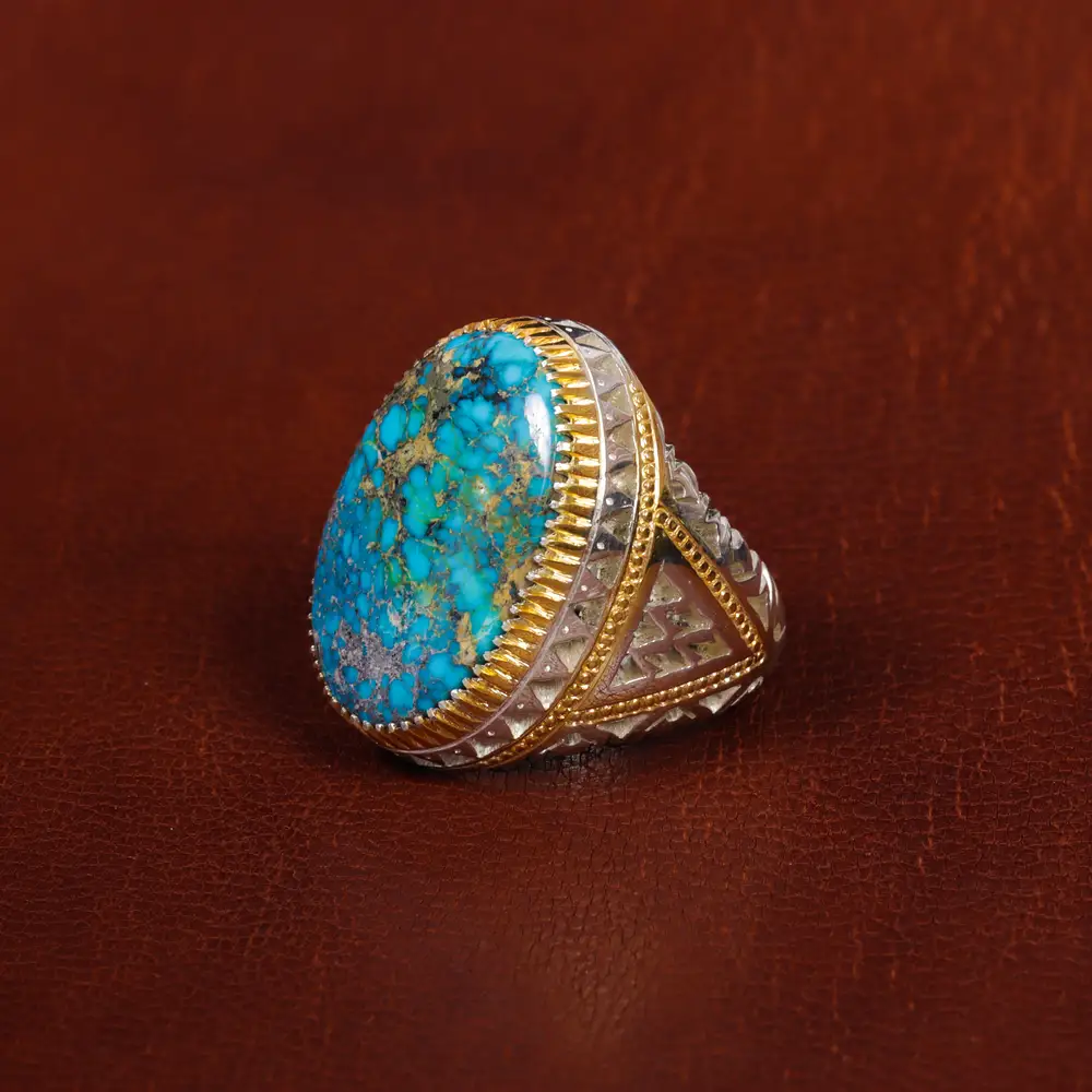 انگشتر فیروزه شجری مردانه کد 17187