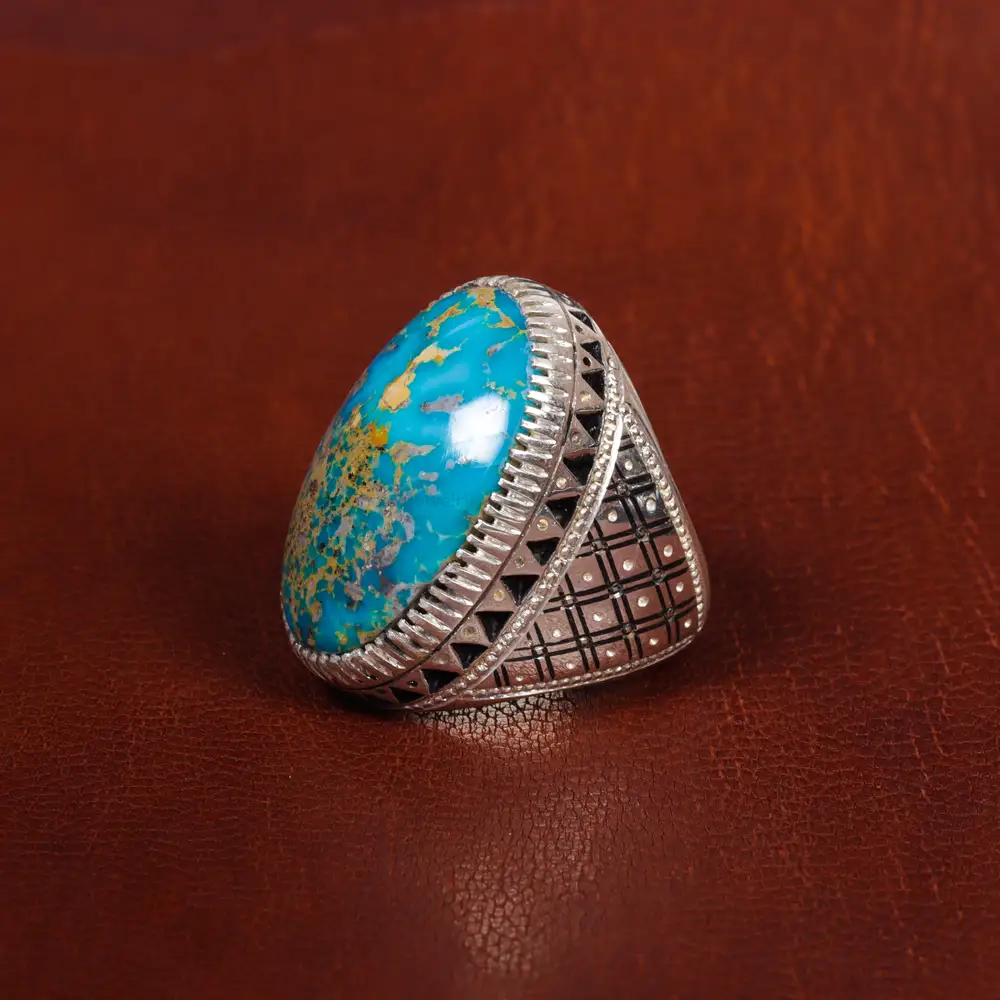 انگشتر فیروزه شجری مردانه کد 17190