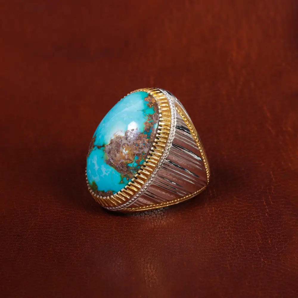 انگشتر فیروزه شجری مردانه کد 17193