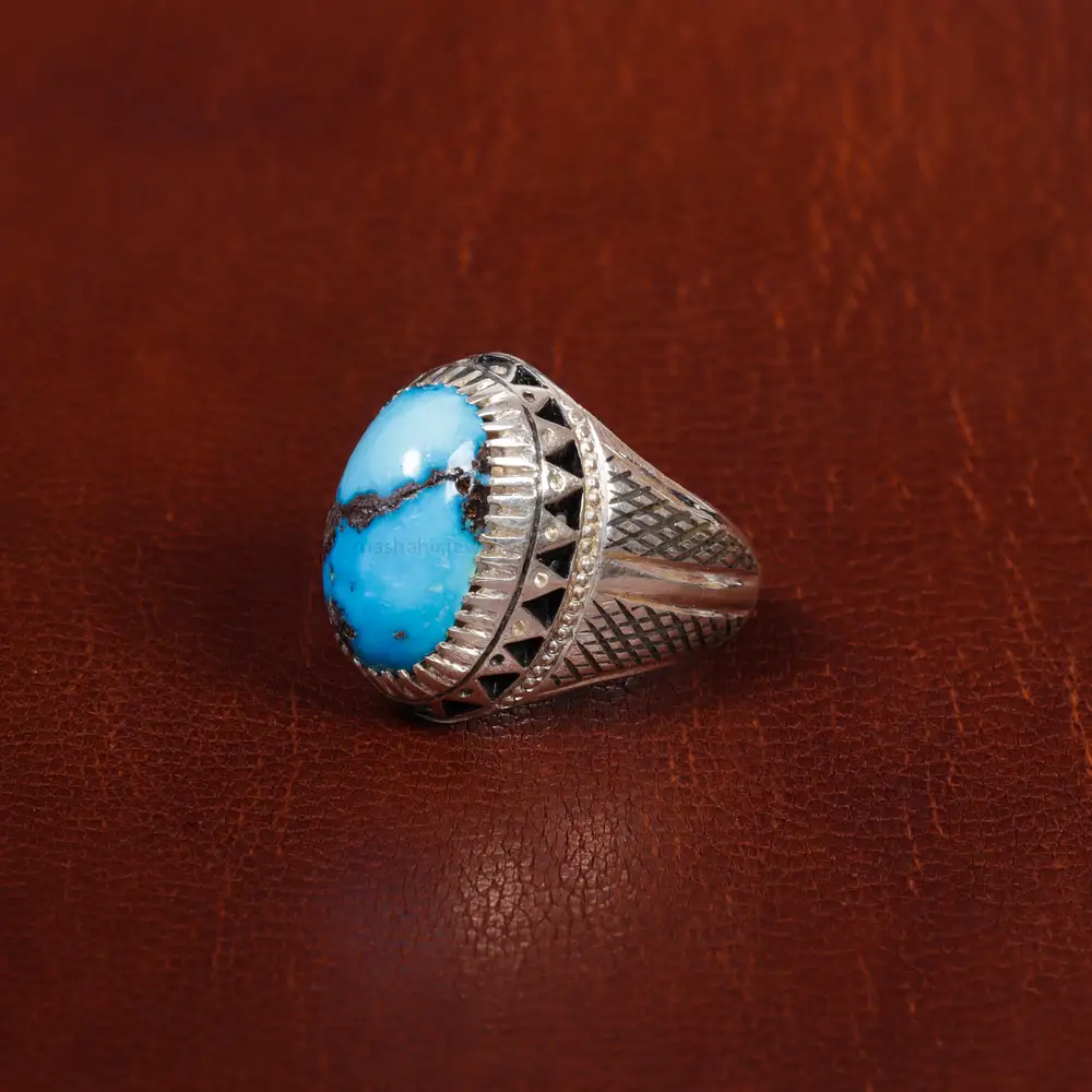 انگشتر فیروزه شجری مردانه کد 17194