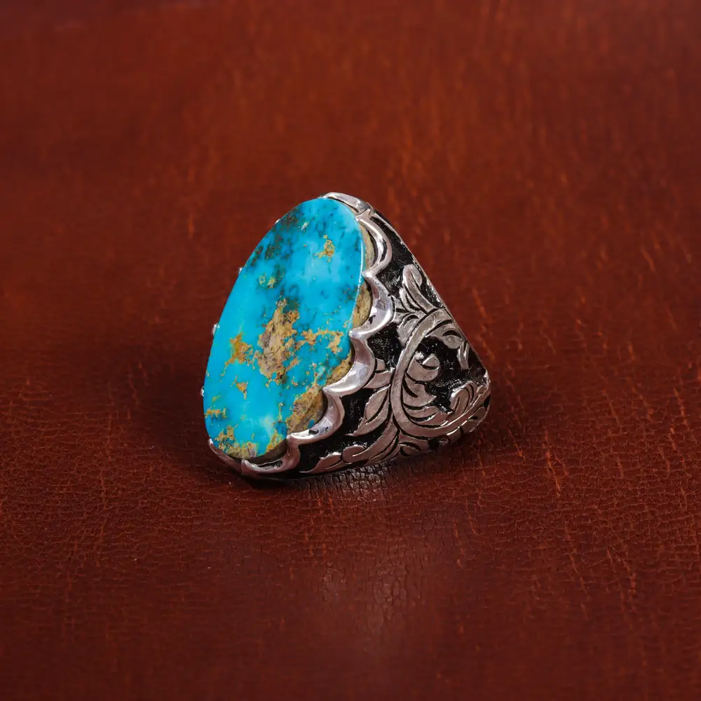 انگشتر فیروزه شجری مردانه کد 17204