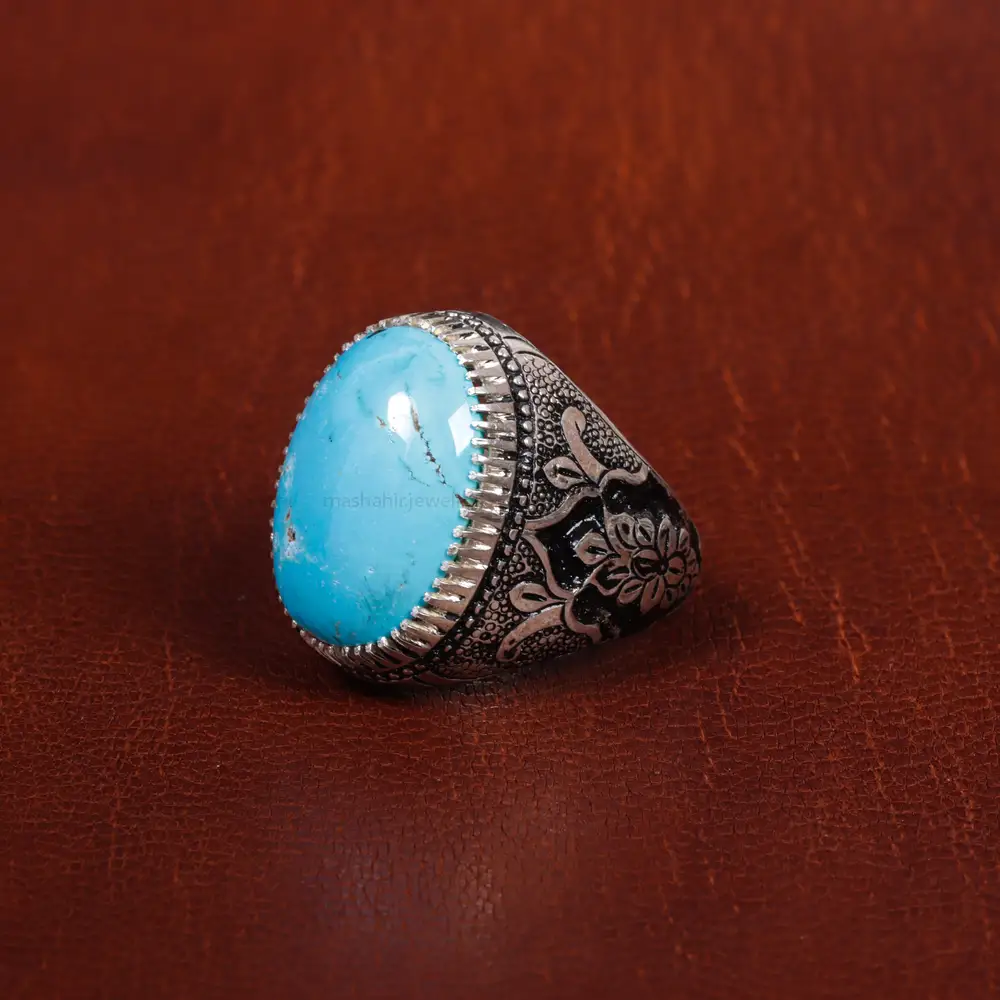 انگشتر فیروزه شجری مردانه کد 17205