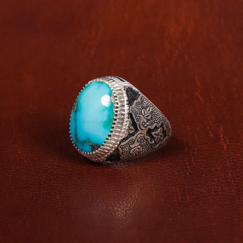 انگشتر فیروزه شجری مردانه کد 17208