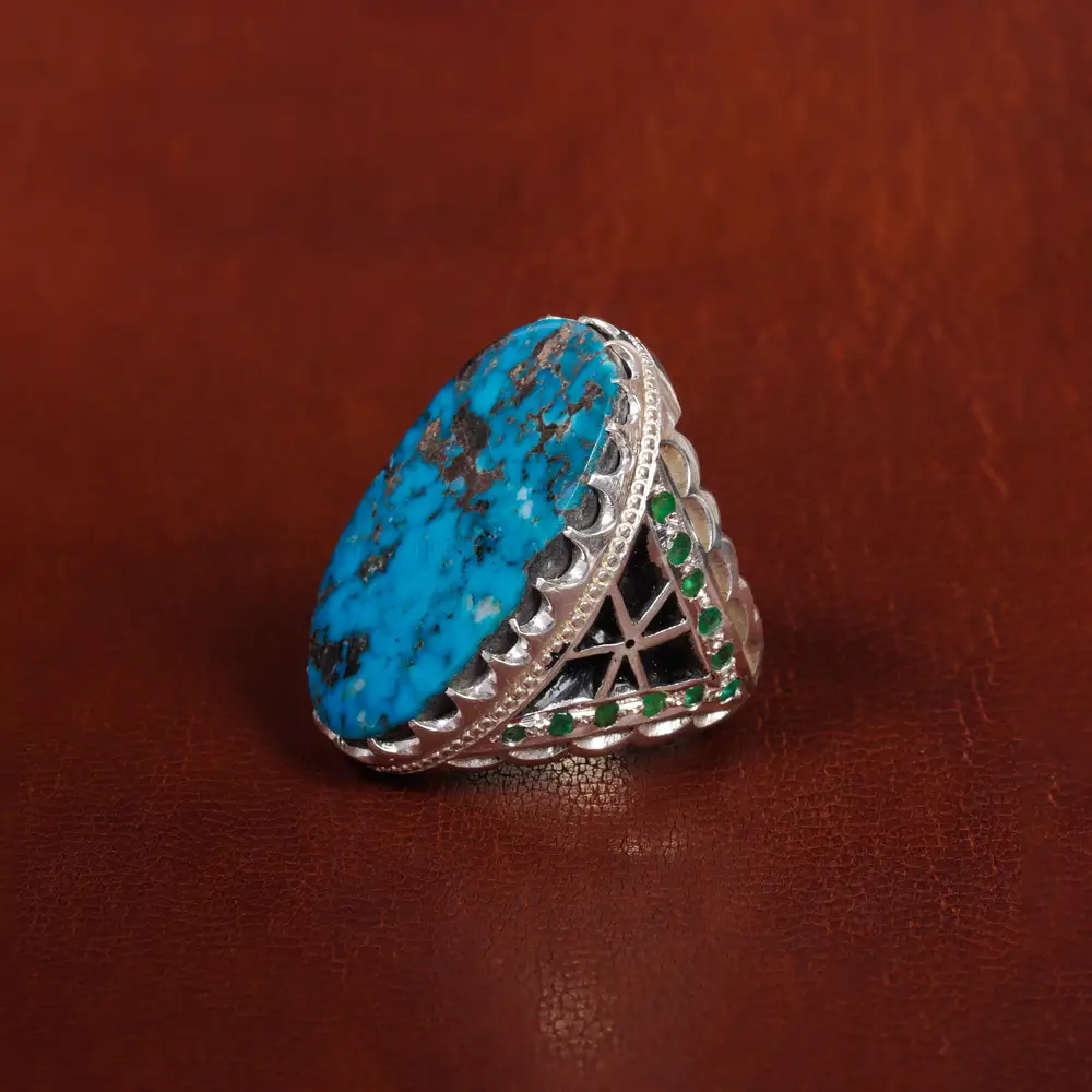 انگشتر فیروزه شجری مردانه کد 17220