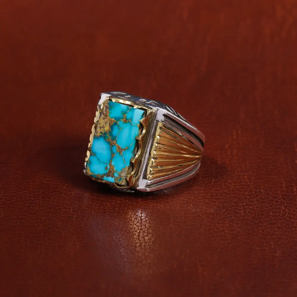 انگشتر فیروزه شجری مردانه کد 17252