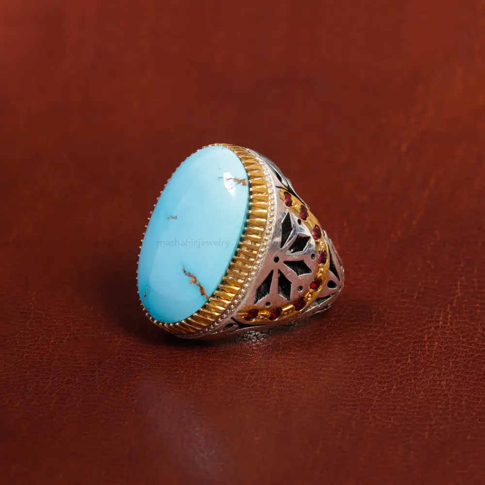 انگشتر فیروزه شجری مردانه کد 17254