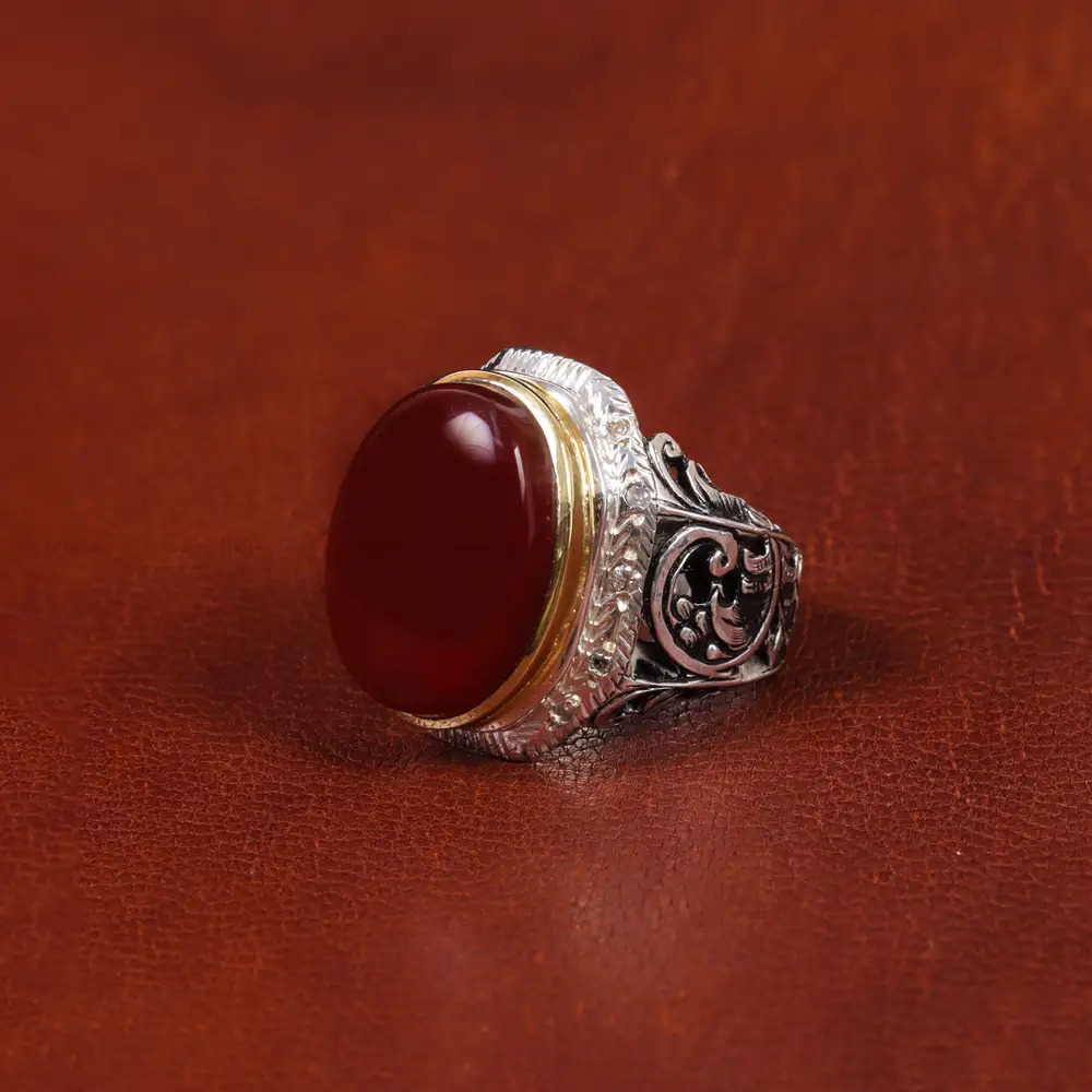 انگشتر عقیق مردانه کد 17257