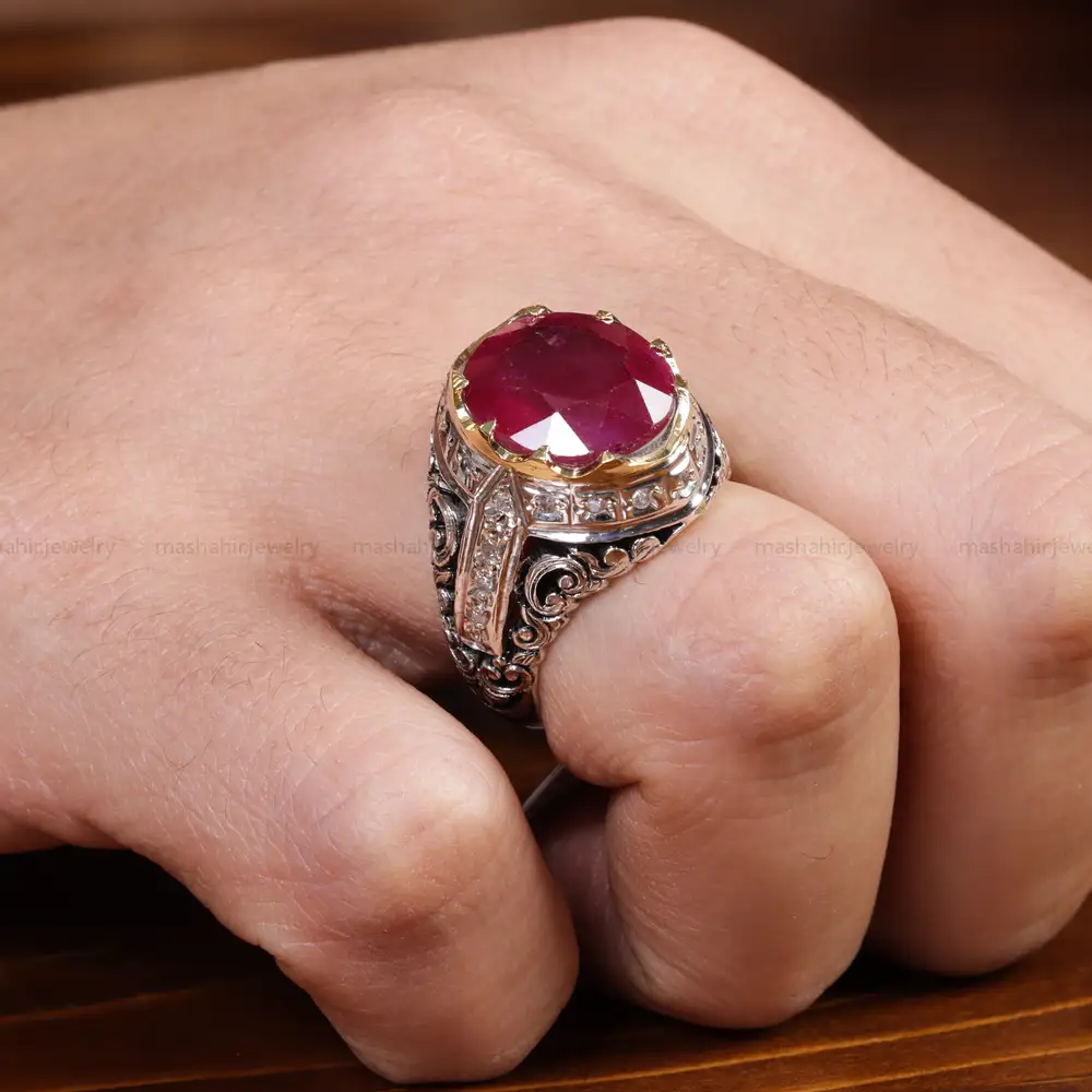 انگشتر یاقوت سرخ مردانه کد 16908
