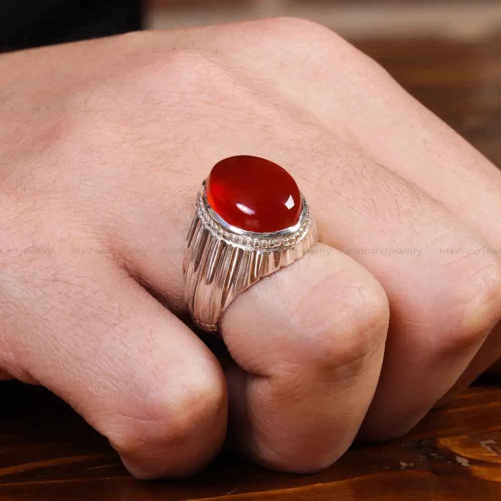 انگشتر عقیق مردانه کد 16971