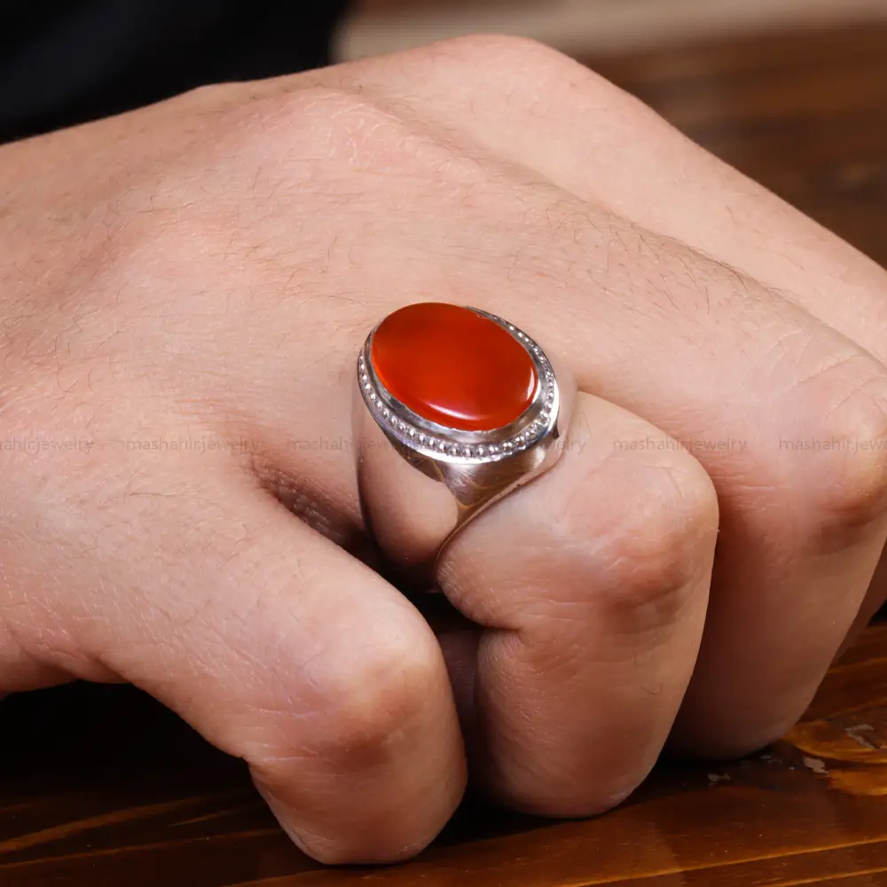 انگشتر عقیق مردانه کد 16975