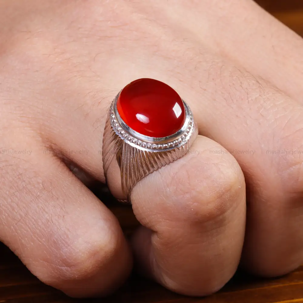 انگشتر عقیق مردانه کد 16979