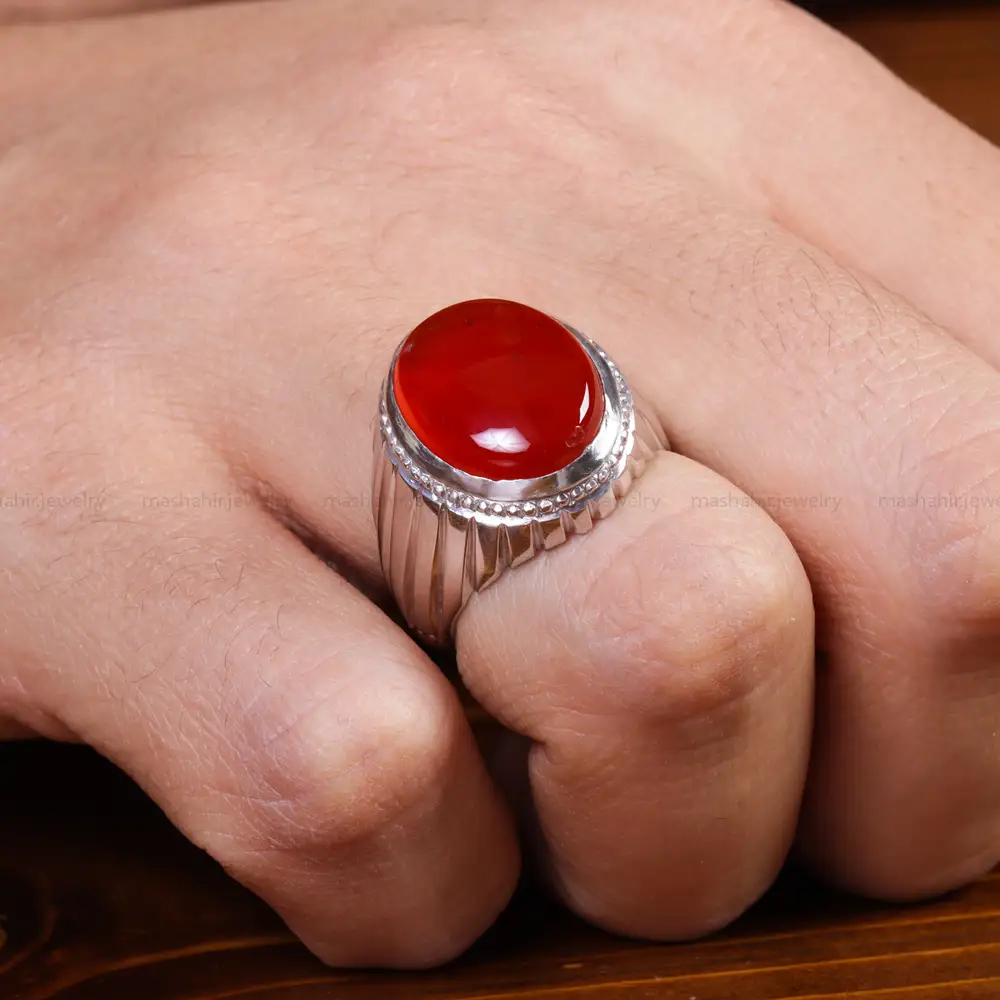 انگشتر عقیق مردانه کد 16989