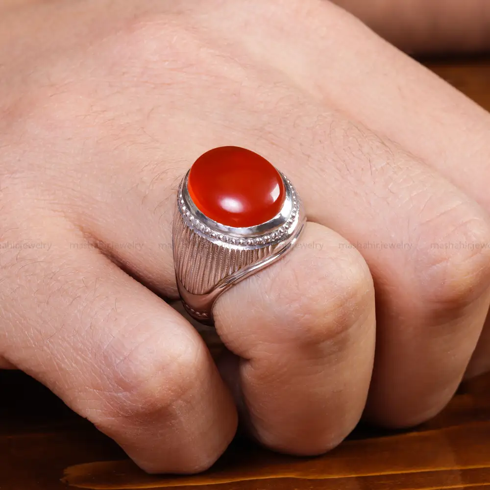 انگشتر عقیق مردانه کد 16993