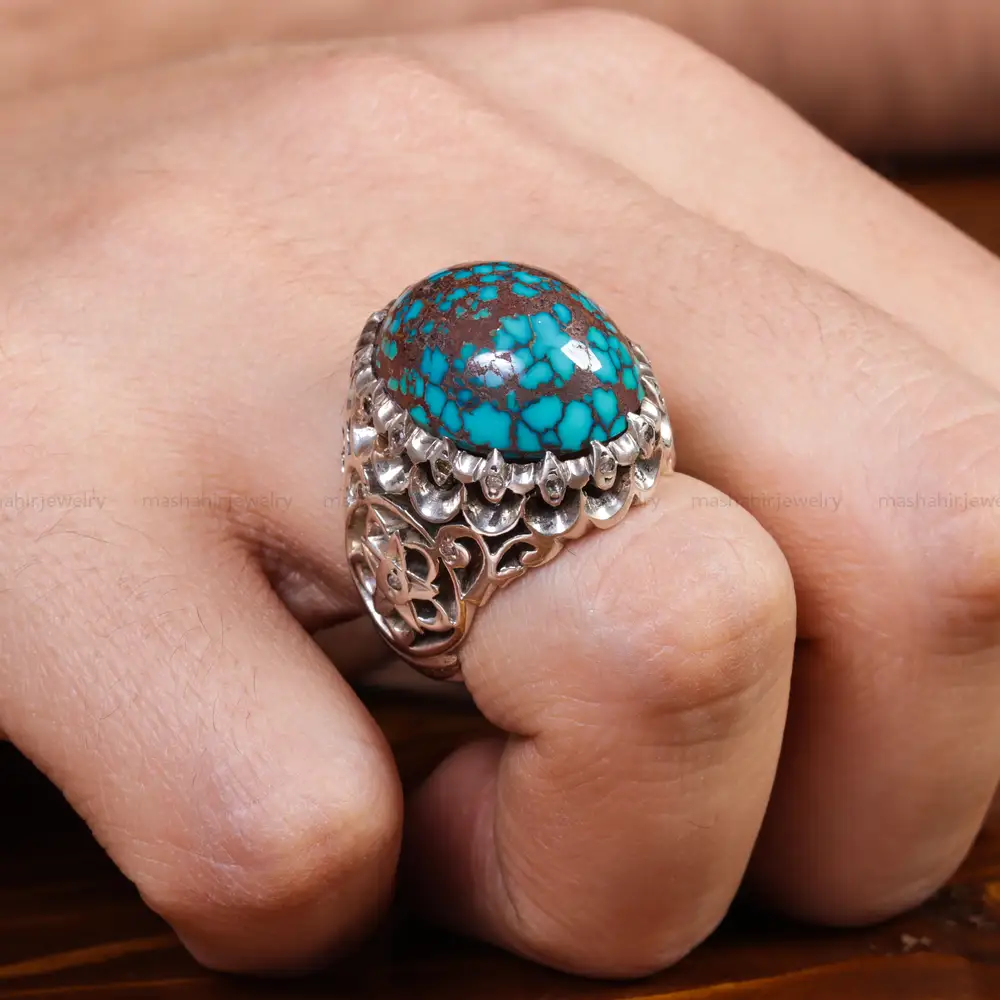انگشتر فیروزه شجری مردانه کد 16997