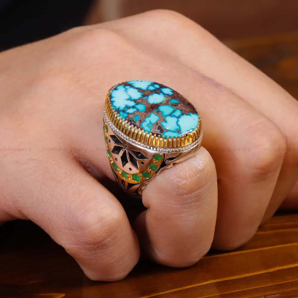 انگشتر فیروزه شجری مردانه کد 17022