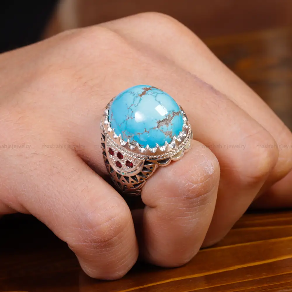 انگشتر فیروزه شجری مردانه کد 17023