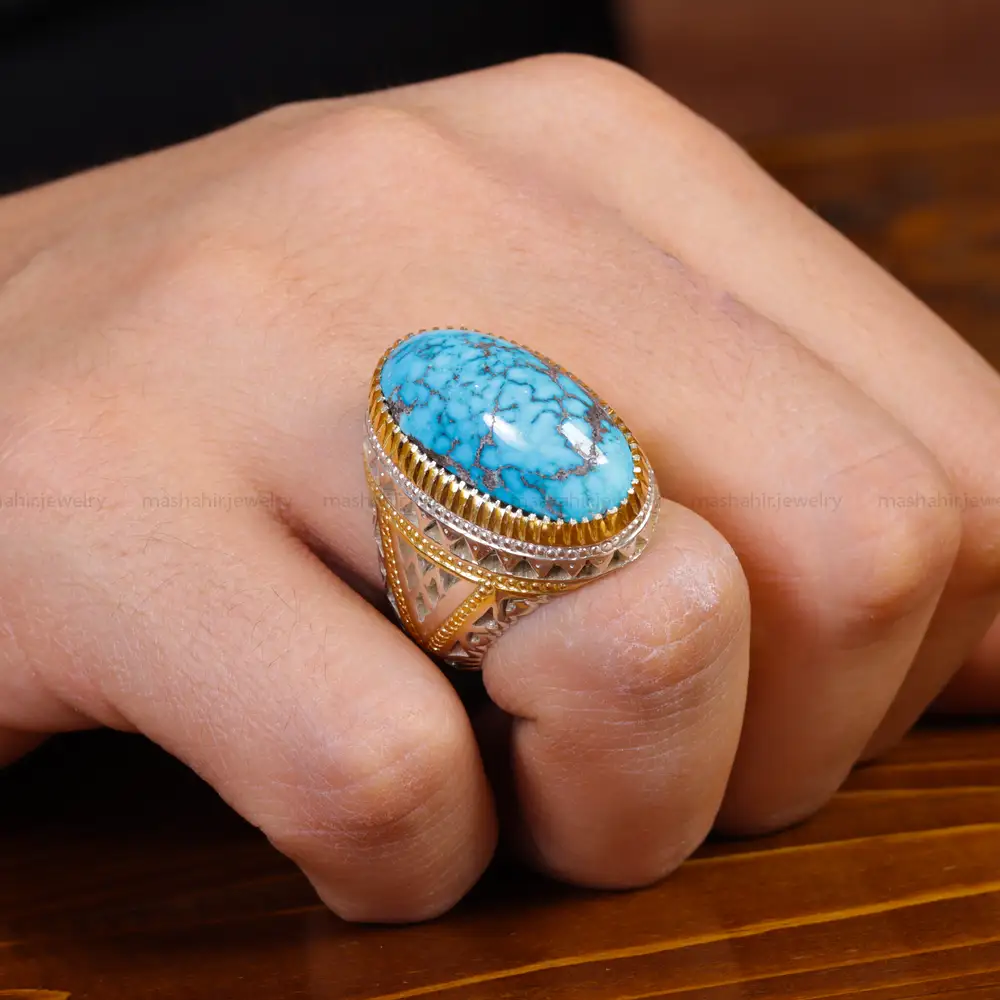 انگشتر فیروزه شجری مردانه کد 17171