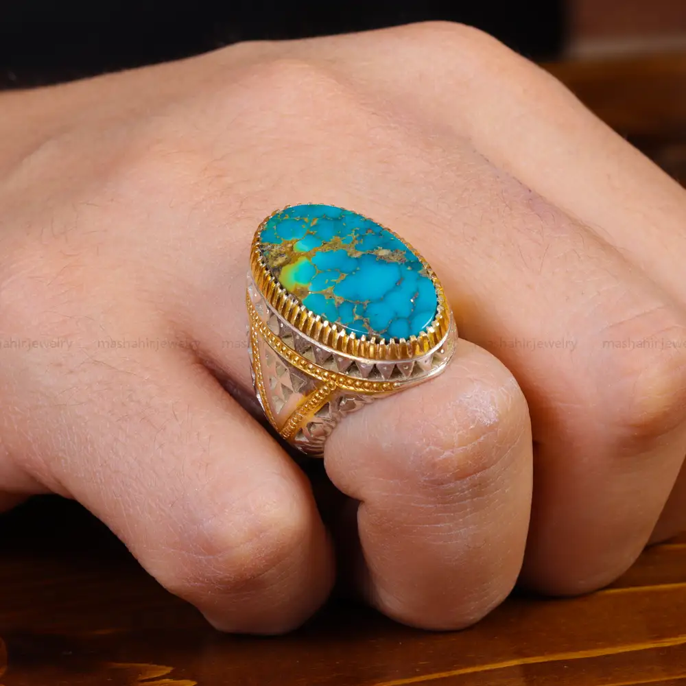 انگشتر فیروزه شجری مردانه کد 17173