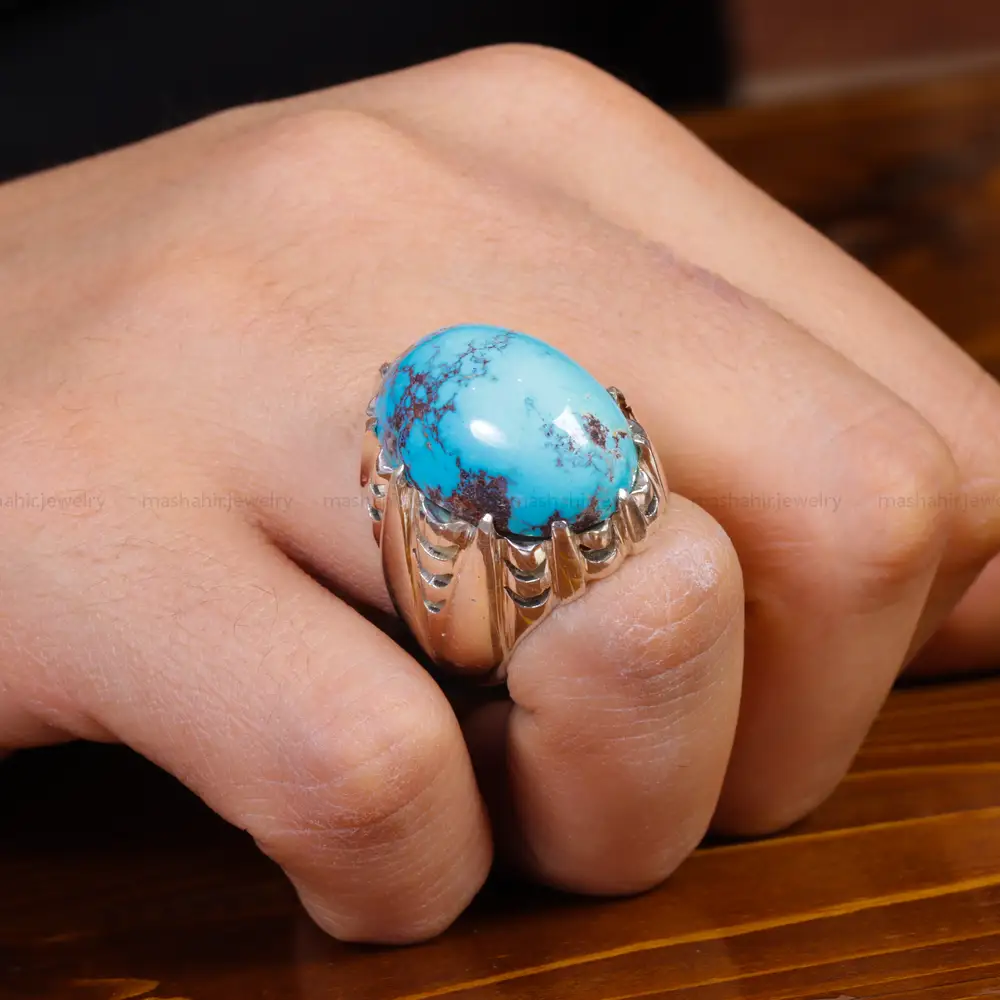 انگشتر فیروزه شجری مردانه کد 17179
