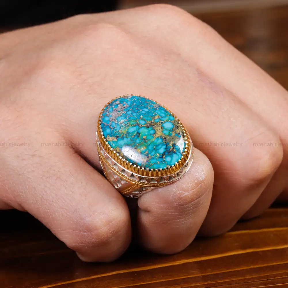 انگشتر فیروزه شجری مردانه کد 17187