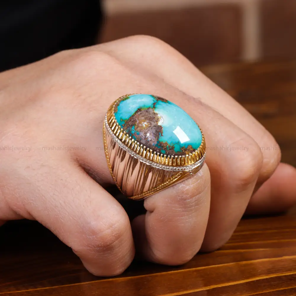 انگشتر فیروزه شجری مردانه کد 17193