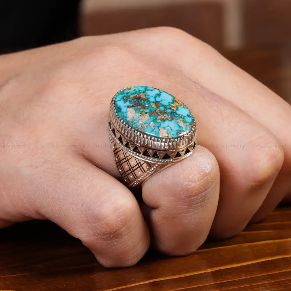 انگشتر فیروزه شجری مردانه کد 17202