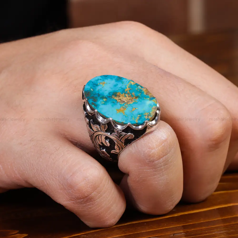 انگشتر فیروزه شجری مردانه کد 17204