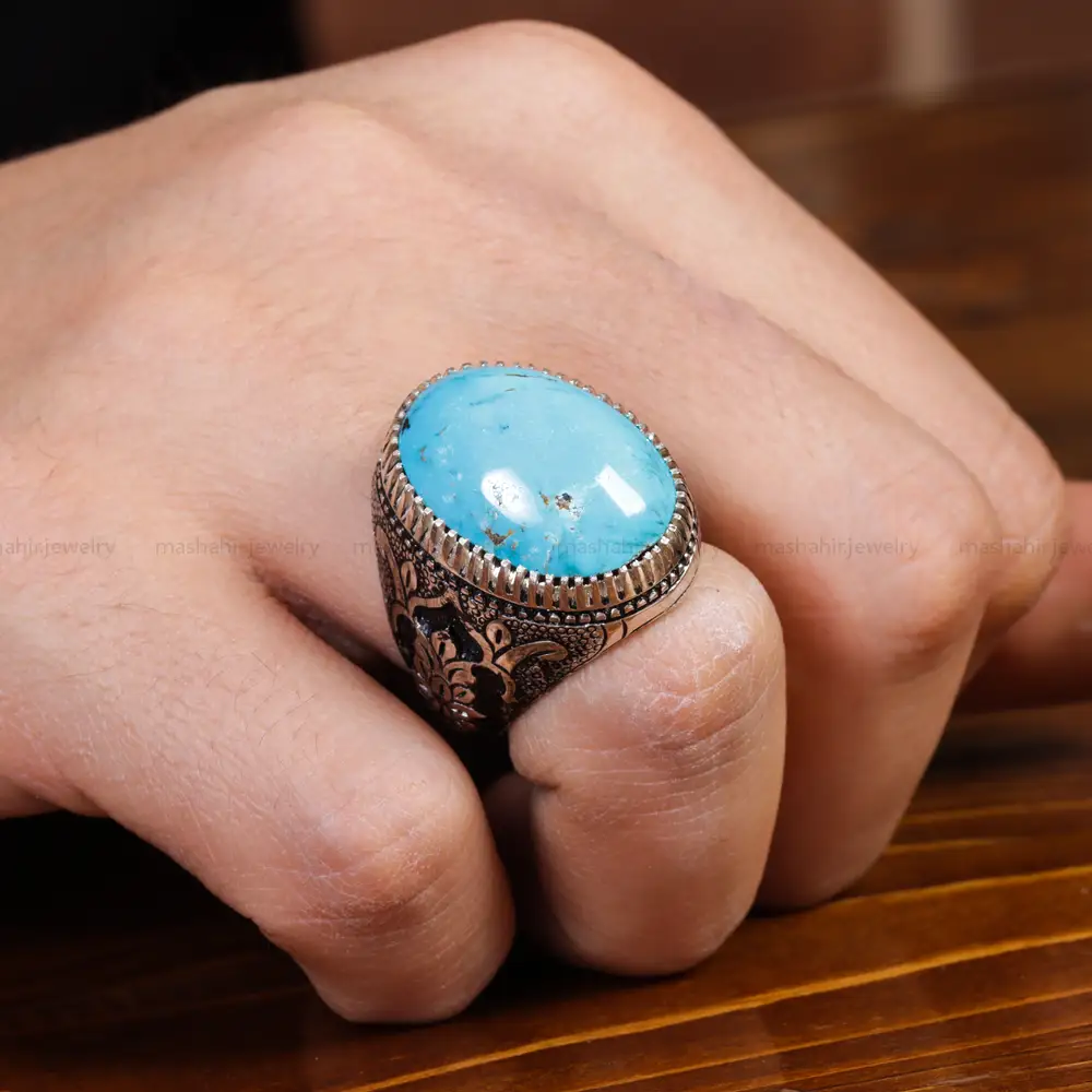 انگشتر فیروزه شجری مردانه کد 17205