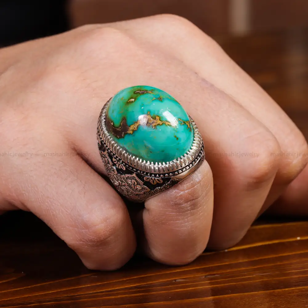 انگشتر فیروزه شجری مردانه کد 17216