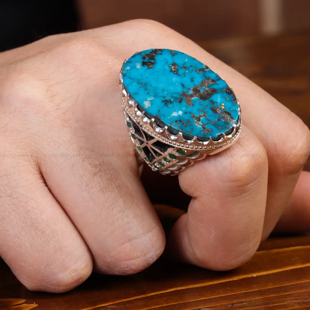 انگشتر فیروزه شجری مردانه کد 17220