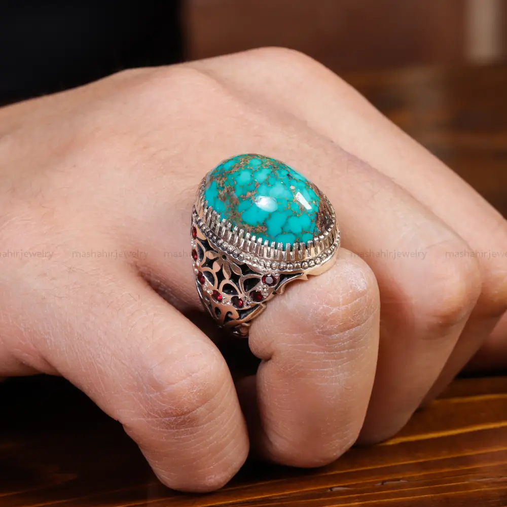 انگشتر فیروزه شجری مردانه کد 17227
