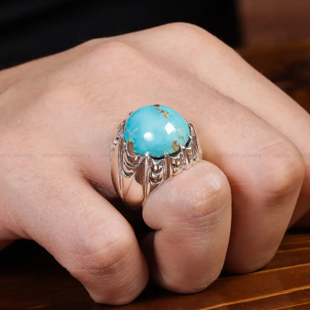 انگشتر فیروزه شجری مردانه کد 17228