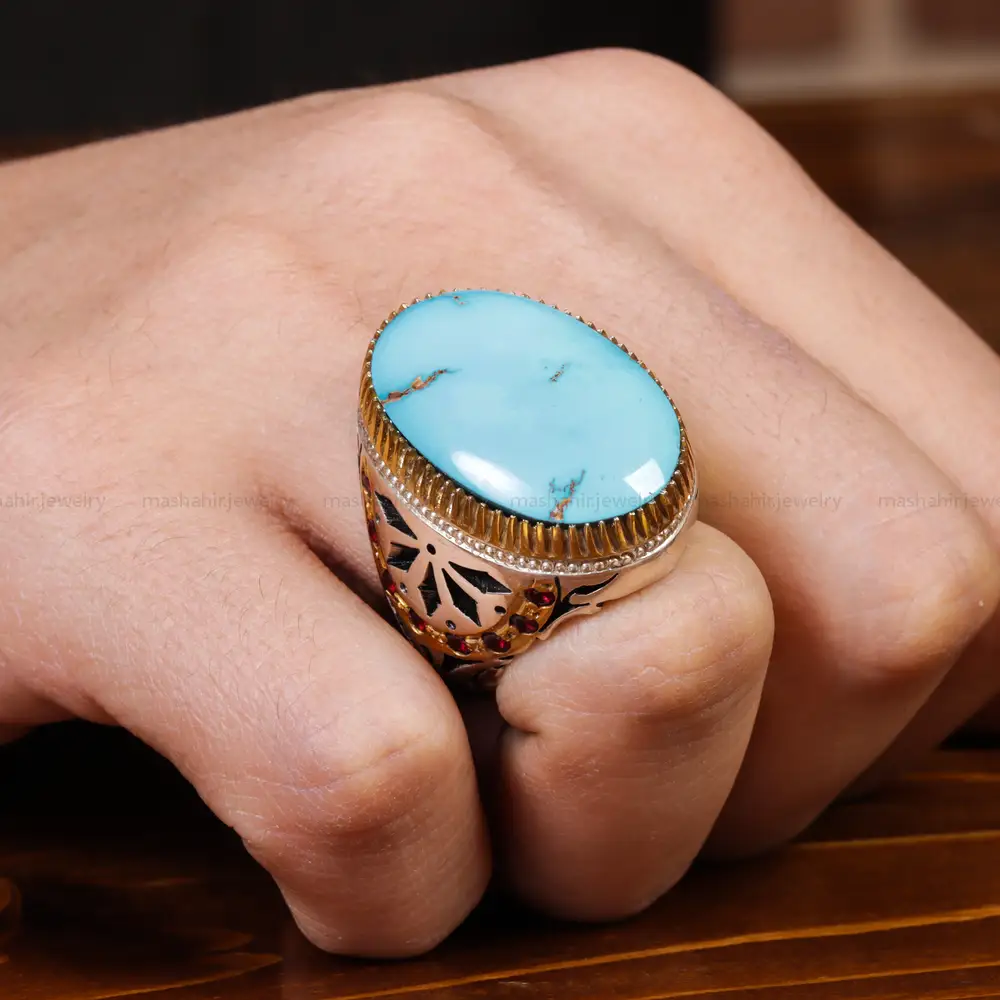 انگشتر فیروزه شجری مردانه کد 17254